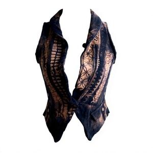 LUX | Women’s LUX Black & Bleach Pattern Cotton Vest with Elastic Back Band, XSm